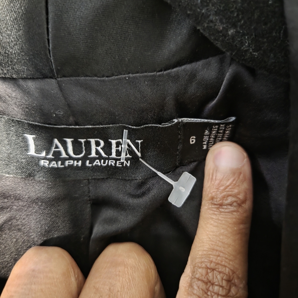Lauren Ralph Lauren Womens Black Wool Satin Trim Preppy Tuxedo Blazer Jacket  6 - Picture 8 of 11